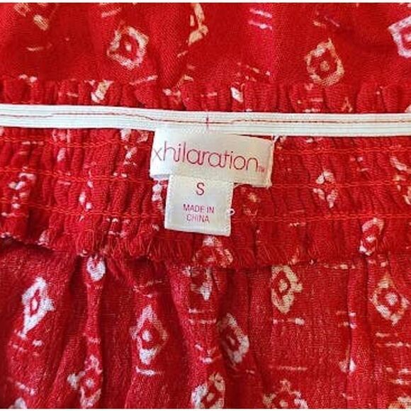 Xhilaration Red Boho Print Short Sleeve Romper Small - Picture 4 of 5